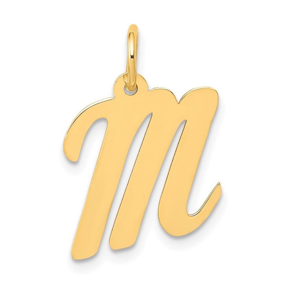 14k Yellow Gold, Madison Collection, Medium Script Initial M Pendant